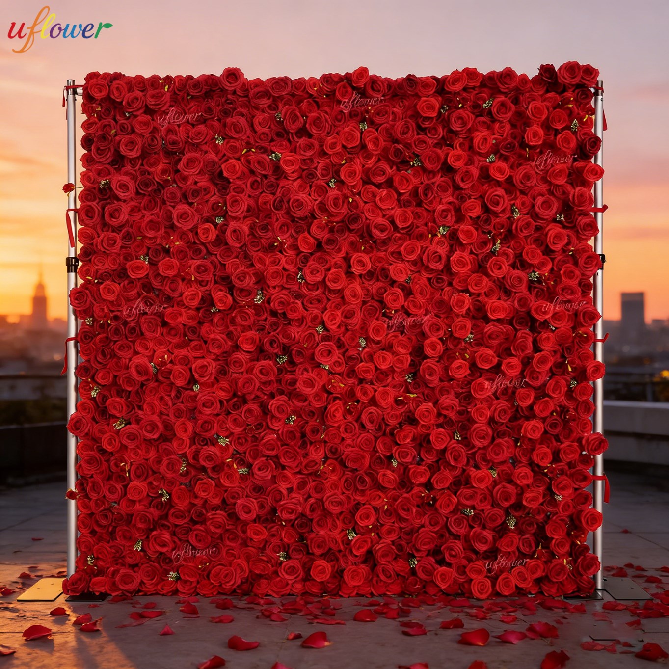 Uflower Red Rose Artificial Fl - Home Decor Event recension och pris