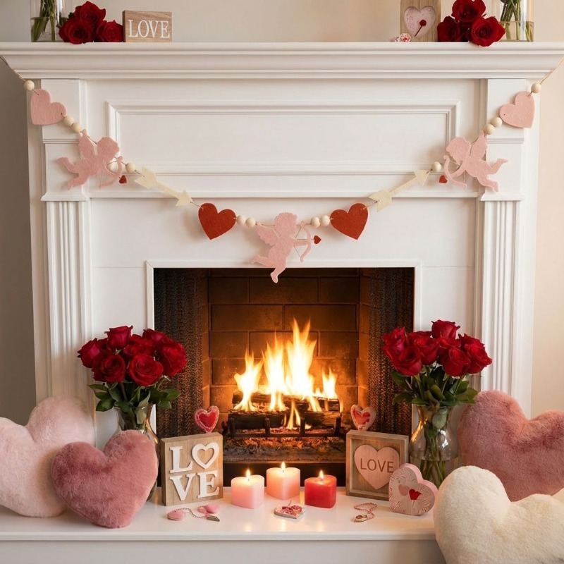 2026 New Red Pink Heart Felt G - Home Decor Garland recension och pris