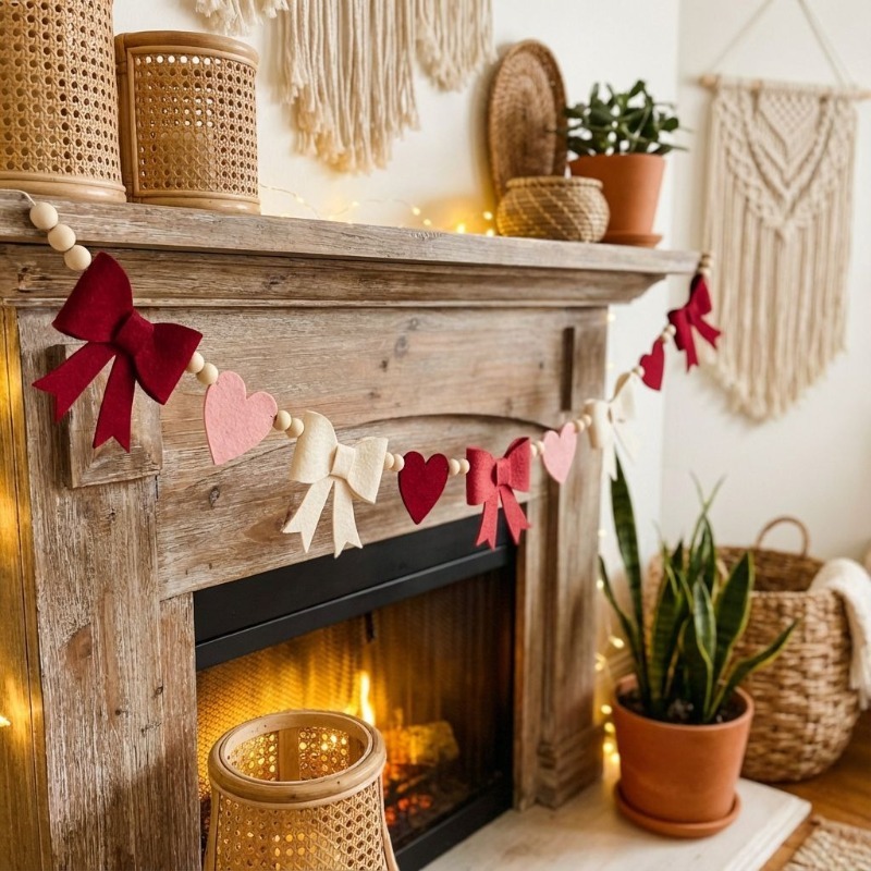 2026 New Red Pink Heart Felt G - Home Decor Garland recension och pris