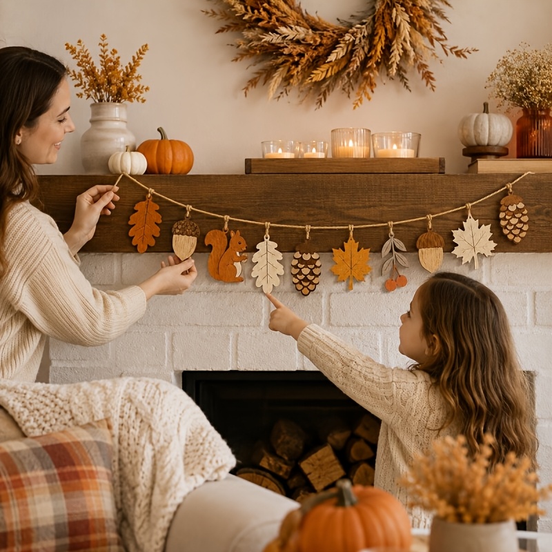 Autumn Wooden Garland Squirrel - Home Decor Garland recension och pris