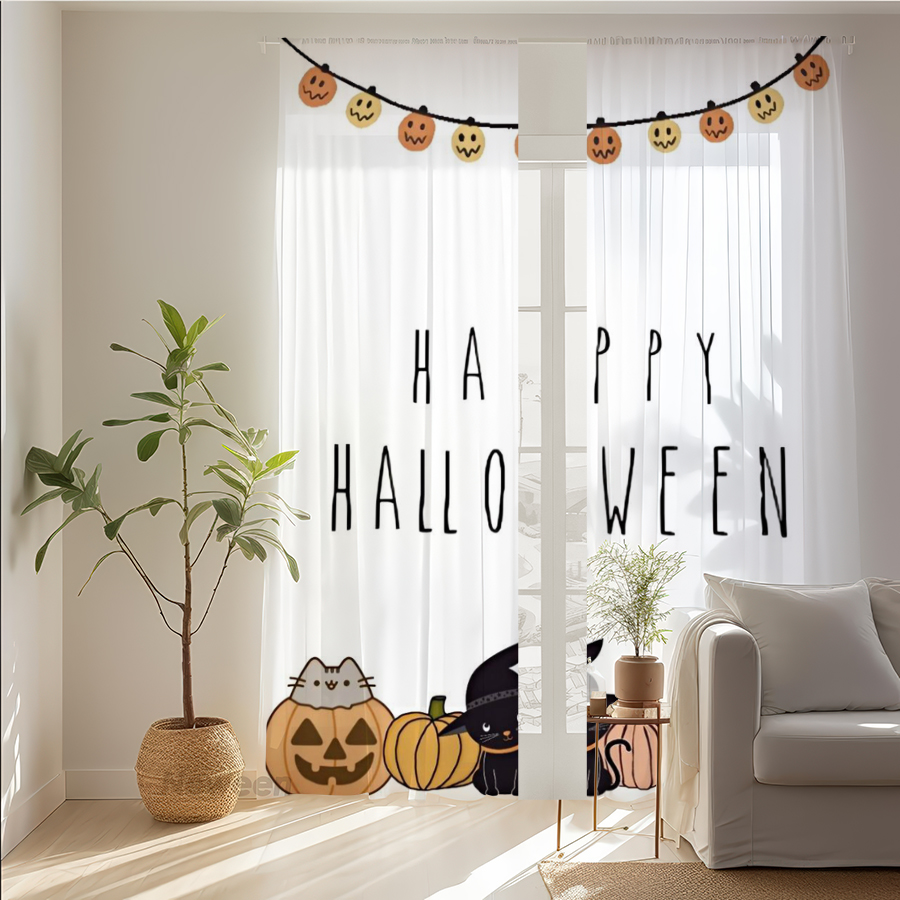 2PCS Digital Print Sheer Curta - Home Decor Garland recension och pris