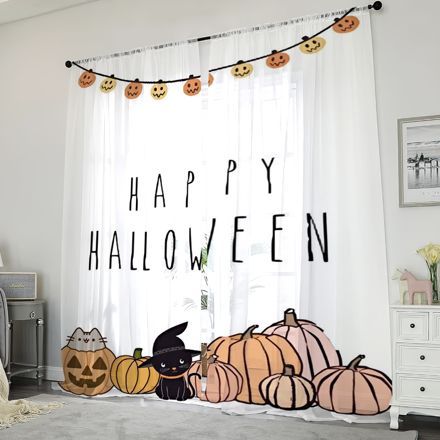 2PCS Digital Print Sheer Curta - Home Decor Garland recension och pris