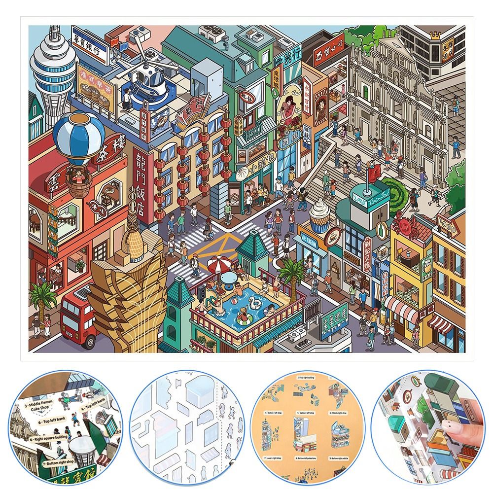 Kawaii Design 3D City Sticker  - Home Decor Zone recension och pris