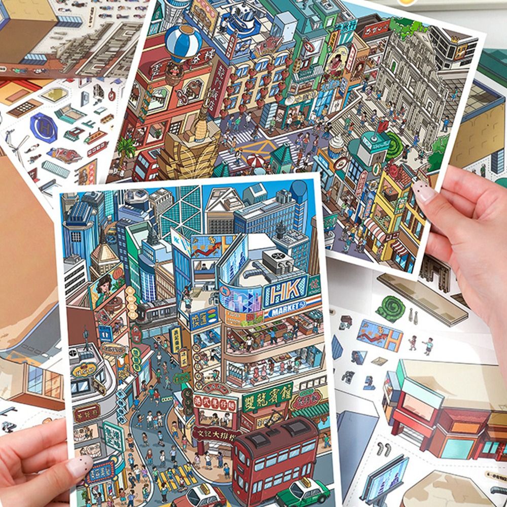 Kawaii Design 3D City Sticker  - Home Decor Zone recension och pris