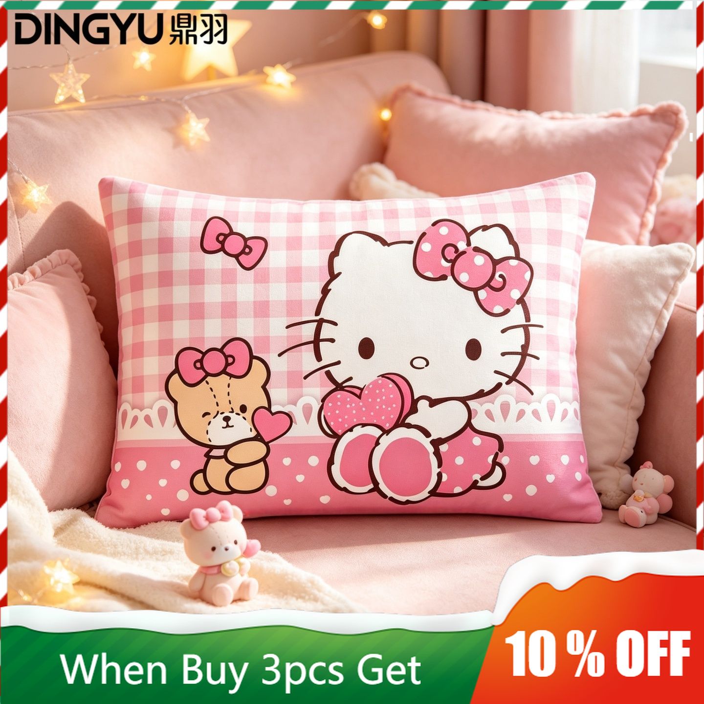 Hello Kitty Cartoon Crystal Ve - Decorative Throw Pillow recension och pris